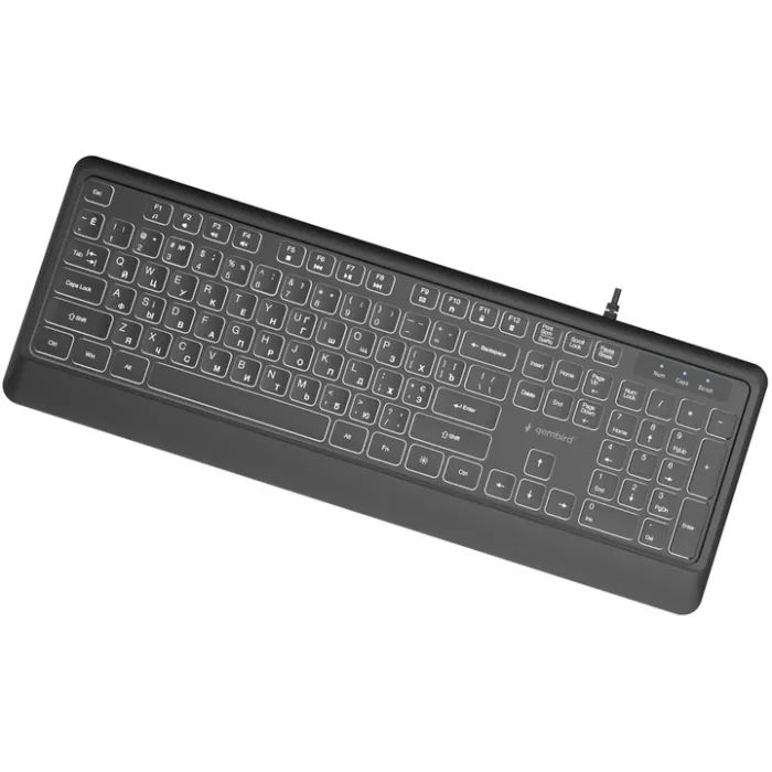 Клавіатура Gembird Slim Multimedia White Backlight USB Black (KB-UML-04-CYRL) зображення 3