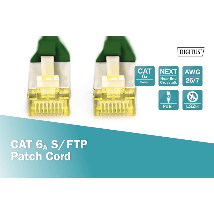 Патч-корд 0.25м, SFTP, cat.6A, AWG 26/7, Cu, LSZH, green Digitus (DK-1644-A-0025/G) изображение 4