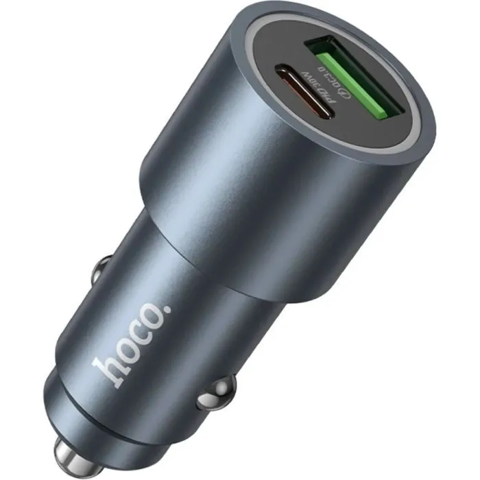 Зарядное устройство HOCO 1xUSB-C PD30W + 1xUSB QC3.0 48W car adapter Z60 gray (6942007642095) изображение 3