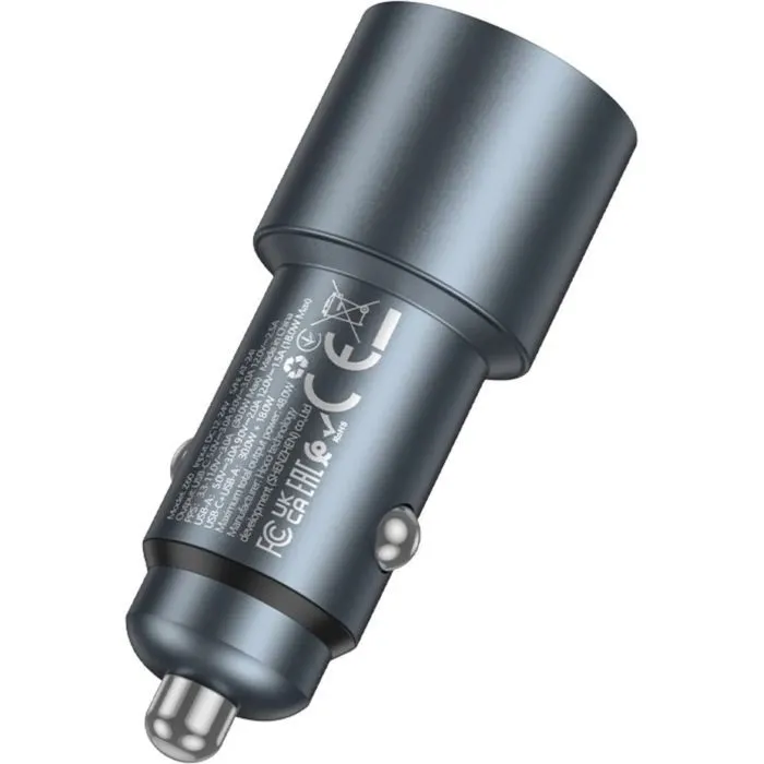 Зарядное устройство HOCO 1xUSB-C PD30W + 1xUSB QC3.0 48W car adapter Z60 gray (6942007642095) изображение 4