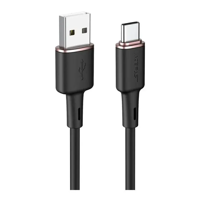 Дата кабель USB 2.0 AM to USB-C 1.2m 3A silicon black Acefast (6974316280767)