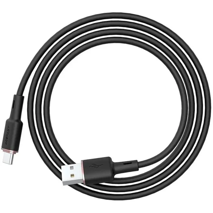 Дата кабель USB 2.0 AM to USB-C 1.2m 3A silicon black Acefast (6974316280767) изображение 2