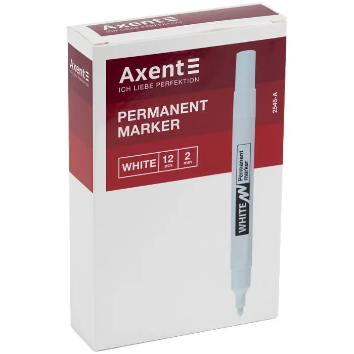 Маркер Axent Permanent White 2545-A, 2 мм круглый белый (2545-A) изображение 2
