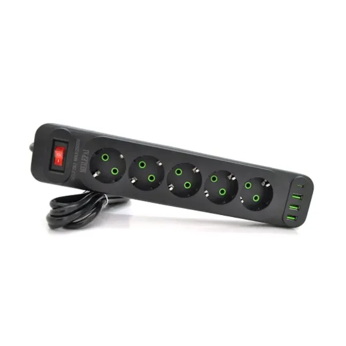 Сетевой фильтр питания Meilepai F25U, 5 роз EU, 3USB Black (F25U-Black)