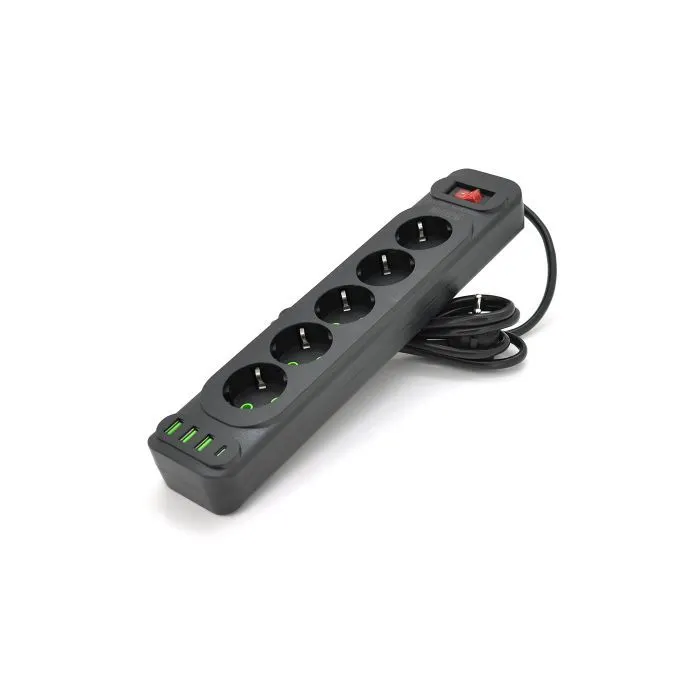 Сетевой фильтр питания Meilepai F25U, 5 роз EU, 3USB Black (F25U-Black) изображение 2