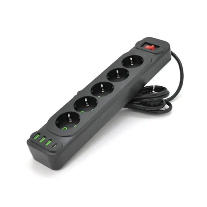 Сетевой фильтр питания Meilepai F25U, 5 роз EU, 3USB Black (F25U-Black) изображение 2
