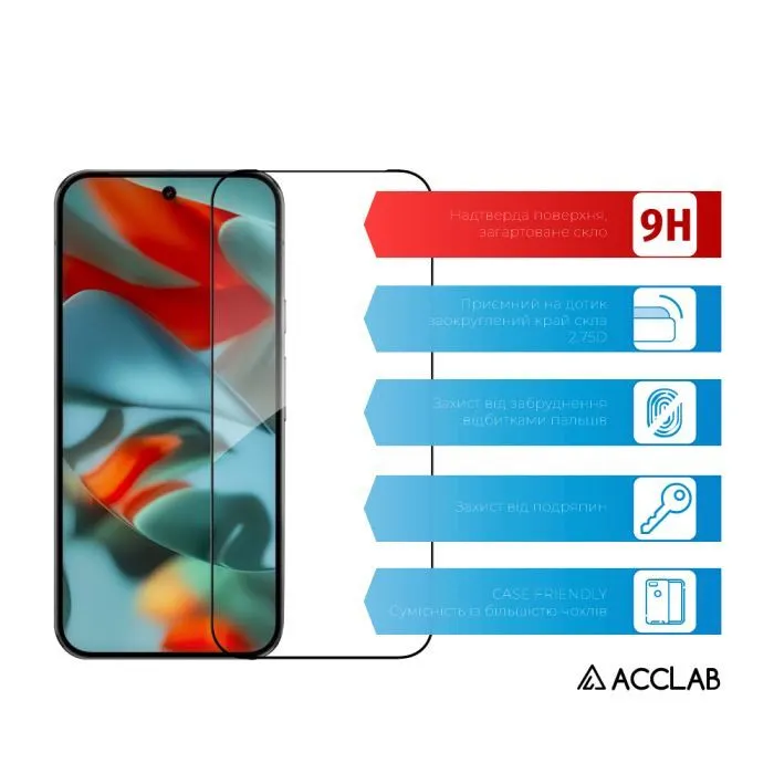 Скло захисне ACCLAB 9H Google Pixel 10a Black (1283126636233) зображення 3