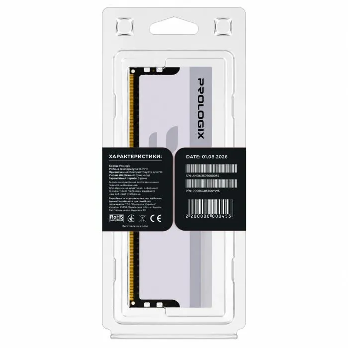 Модуль памяти для компьютера DDR5 16GB 5600 MHz Onyx White Prologix (PRO16GB5600YW5) изображение 5