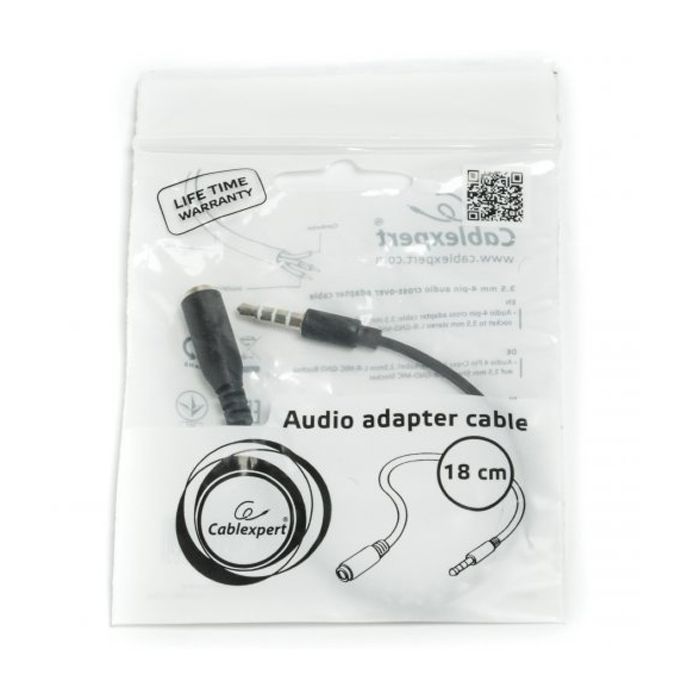 Кабель мультимедийный Jack 3.5mm M/Jack 3.5mm F L-R-MIC-GND to L-R-GND-MIC Cablexpert (CCA-419) изображение 2