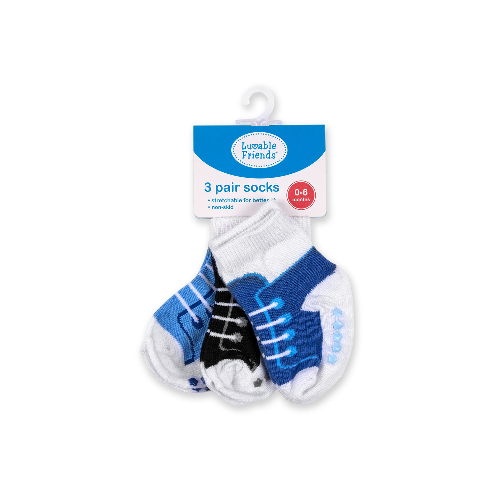 Шкарпетки дитячі Luvable Friends 3 пари неслизькі, для хлопчиків (23117.12-24 M)