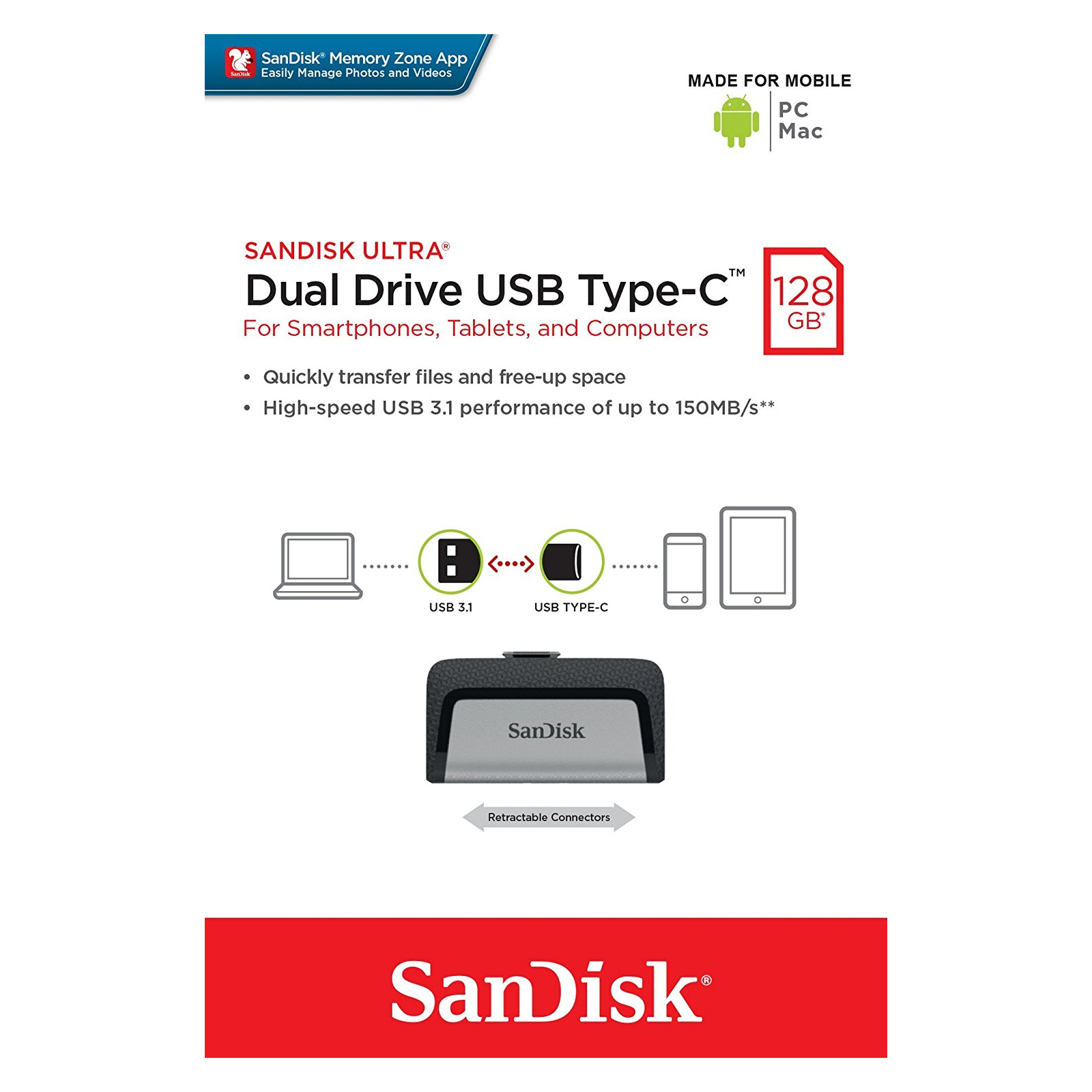 USB флеш накопитель SanDisk 256GB Ultra Dual Drive USB 3.1 Type-C (SDDDC2-256G-G46) изображение 12