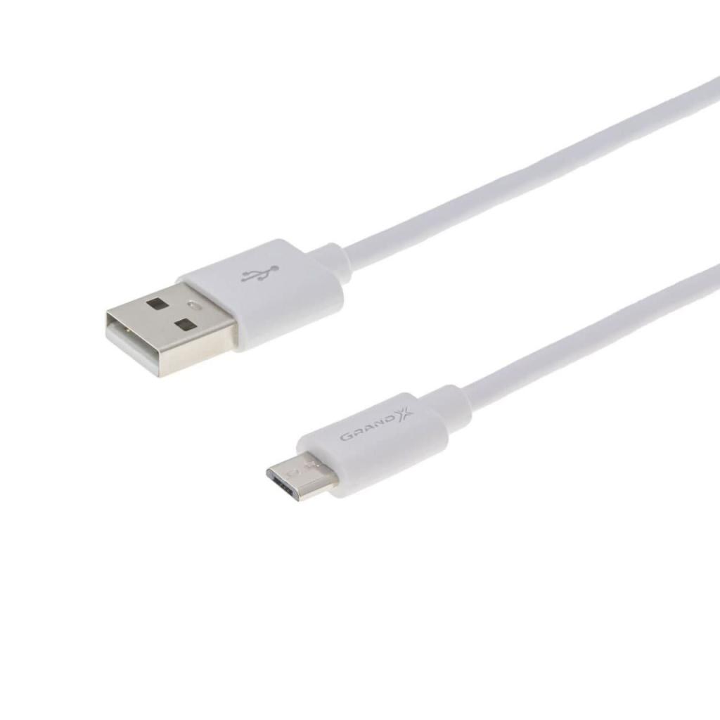Дата кабель USB 2.0 AM to Micro 5P 1.0m White Grand-X (PM01W) изображение 2
