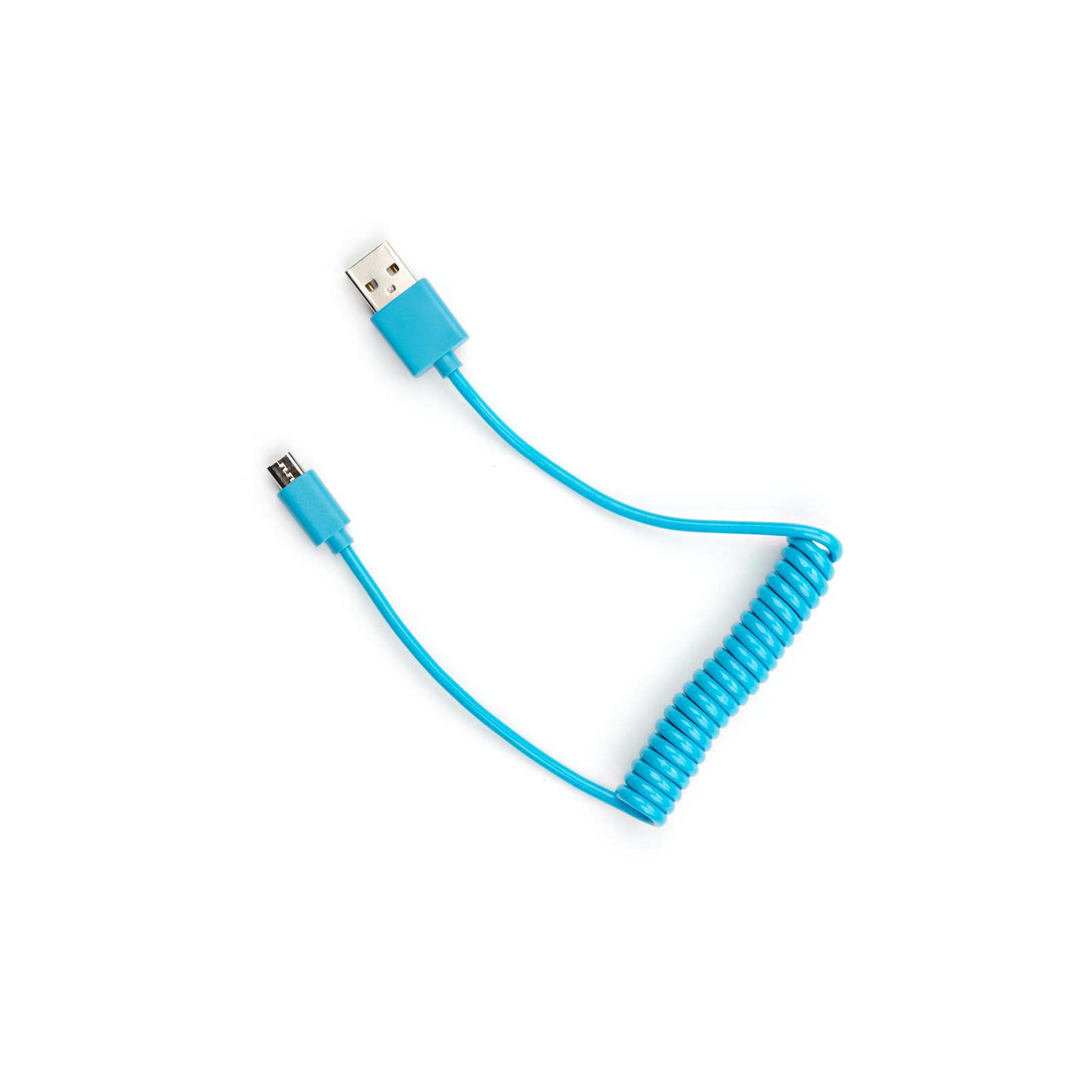 Дата кабель USB 2.0 AM to Micro 5P Spring 1m blue Vinga (VCPDCMS1B) изображение 2