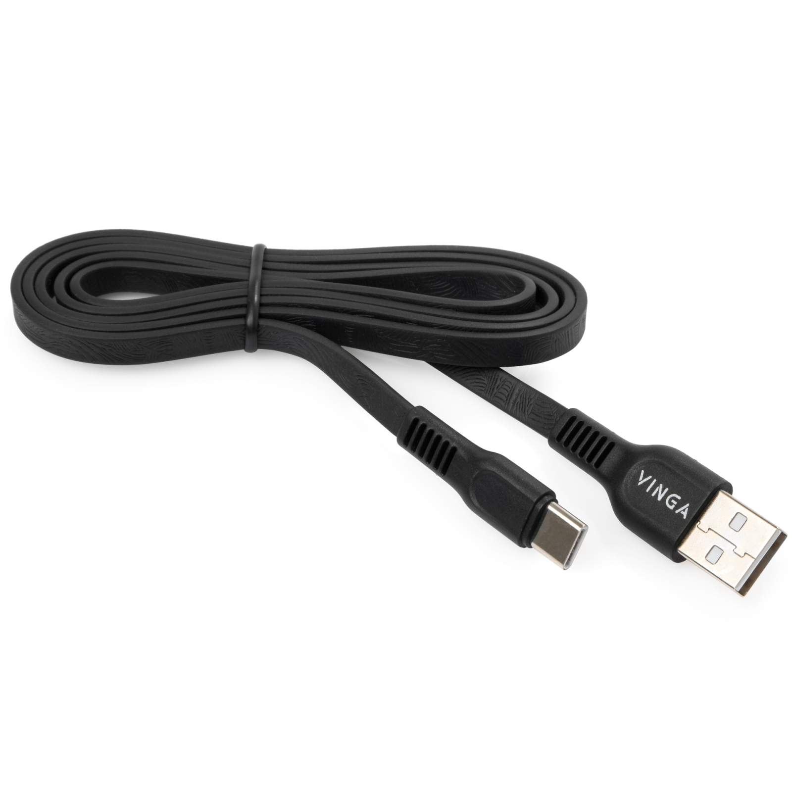 Дата кабель USB 2.0 AM to Type-C 1.0m flat art TPE back Vinga (VCPDCTCFTPE1BK) зображення 3