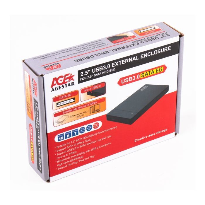 Карман внешний AgeStar 2.5", USB3.0, черный (3UB2P3) изображение 3