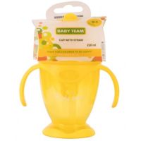 Поильник-непроливайка Baby Team с силиконовой трубочкой и ручками, 220 мл 9+ (5011_желтый) изображение 3