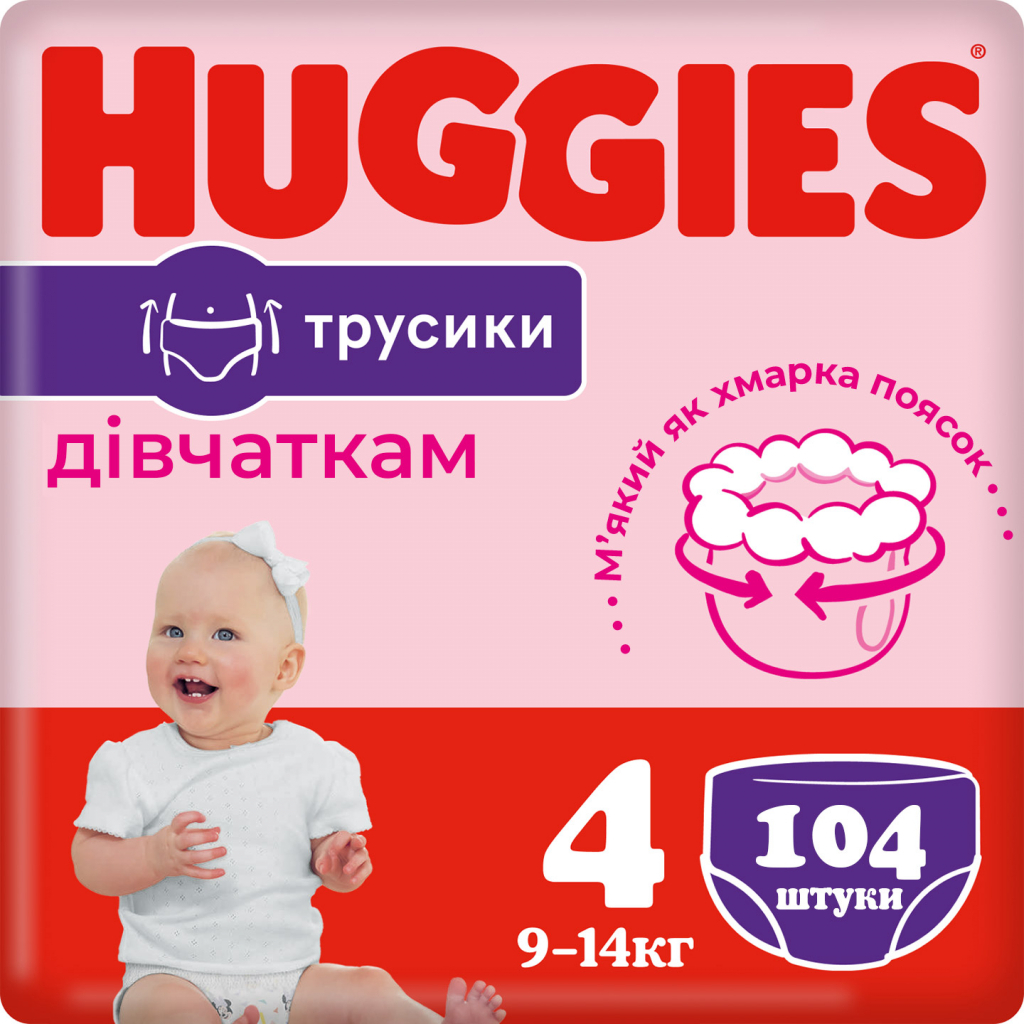 Подгузники Huggies Pants 4 Mega (9-14 кг) для девочек 104 шт (5029054568095)