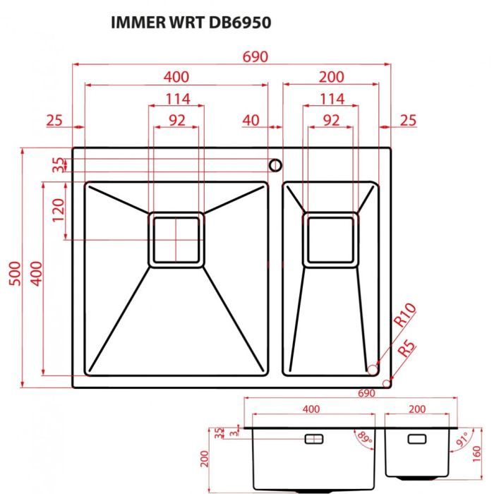 Мийка кухонна Weilor IMMER WRT DB6950 зображення 8
