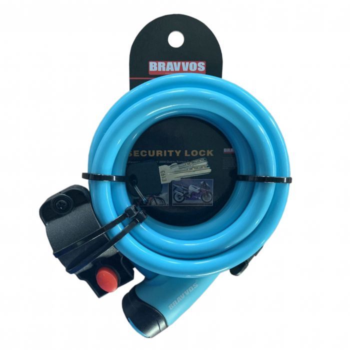 Замок велосипедный Bravvos LOC-065-110 Key 12mm х 1500mm Blue (LCK-033)