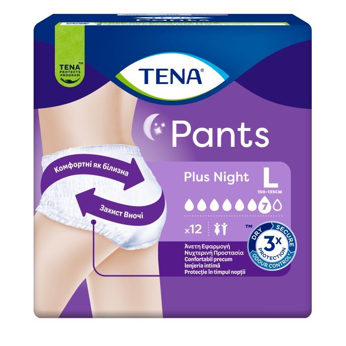 Подгузники для взрослых Tena Pants Plus Night Трусы ночные размер Large 12 шт (7322540839920) изображение 2