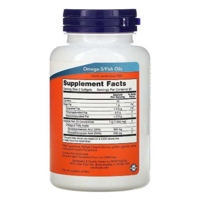 Жирні кислоти Now Foods Омега-3, Omega-3 Mini Gels, 180 м'яких таблеток (NOW-01685) зображення 2