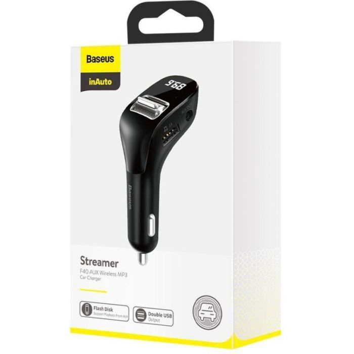 FM модулятор Baseus Streamer F40 AUX wireless MP3 Black (CCF40-01) изображение 6