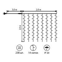 Гирлянда YES! Fun штора LED Christmas time, 238 ламп, тепло-белая, 1,95м (801158) изображение 2