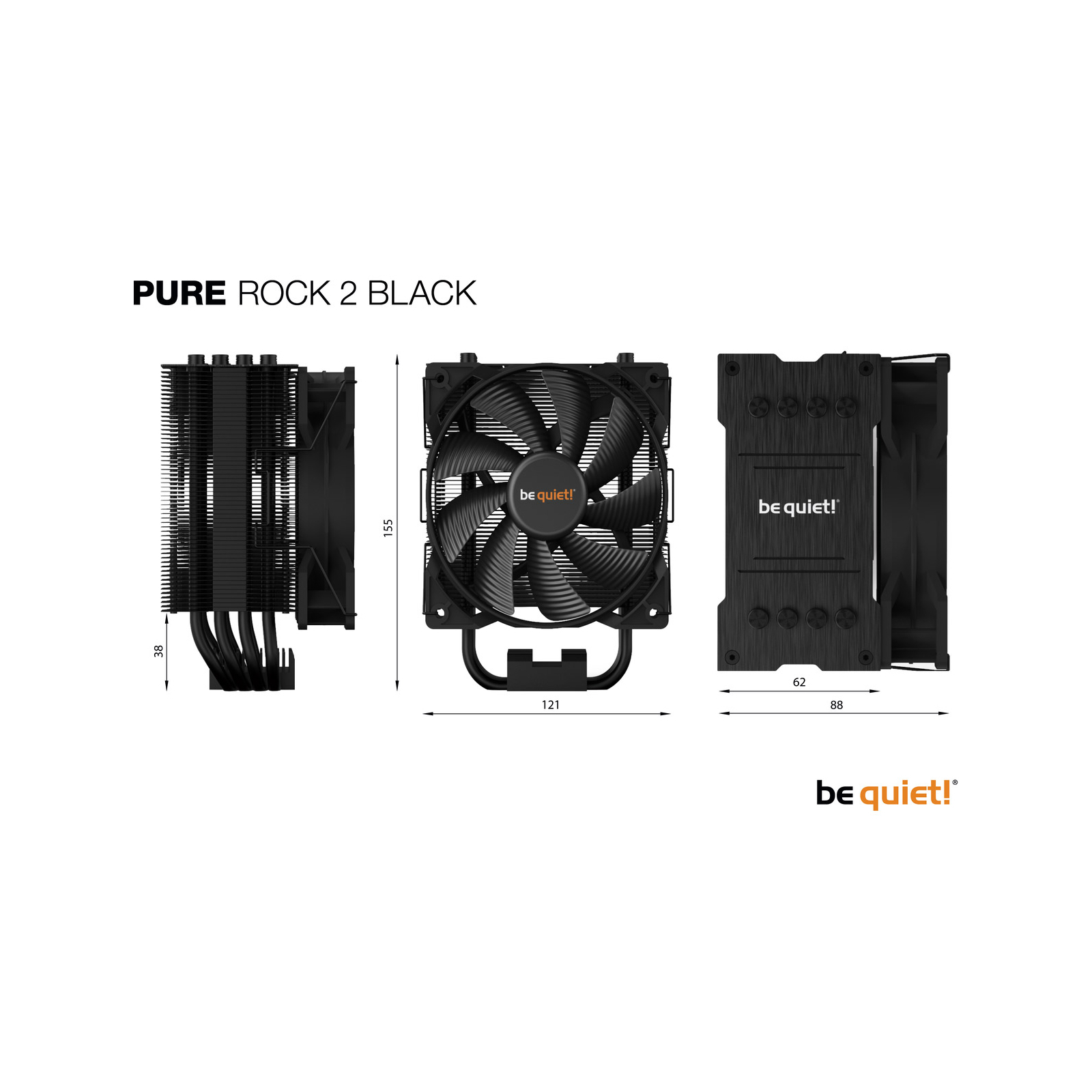 Кулер до процесора Be quiet! Pure Rock 2 Black (BK007) зображення 7