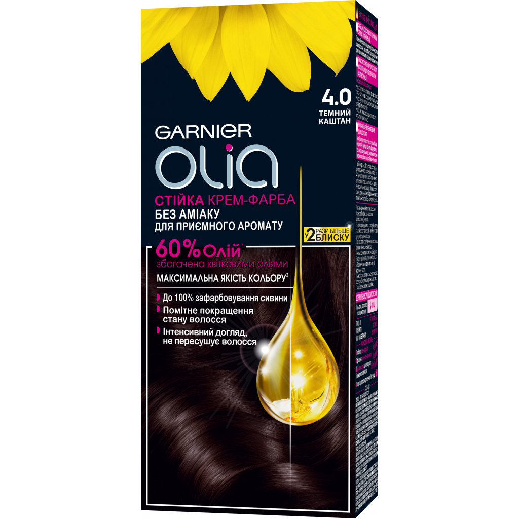 Краска для волос Garnier Olia 4.0 Темный каштан 112 мл (3600542243551)