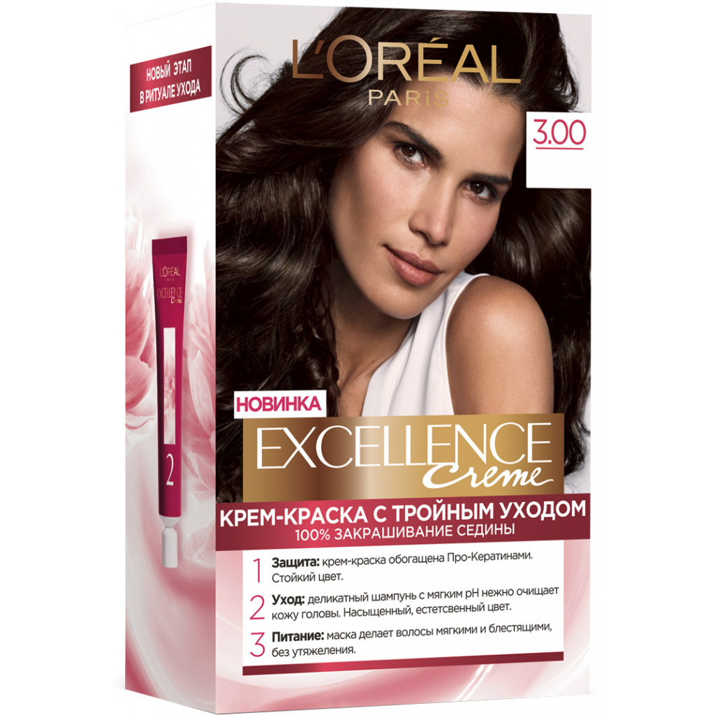 Краска для волос L'Oreal Paris Excellence 3.00 Темно-каштановый (3600523781102)