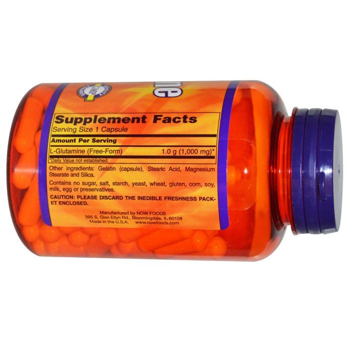 Аминокислота Now Foods Глютамин 1000 мг, L-Glutamine, Now Foods Sports, 120 каспул (NOW-00094) изображение 2
