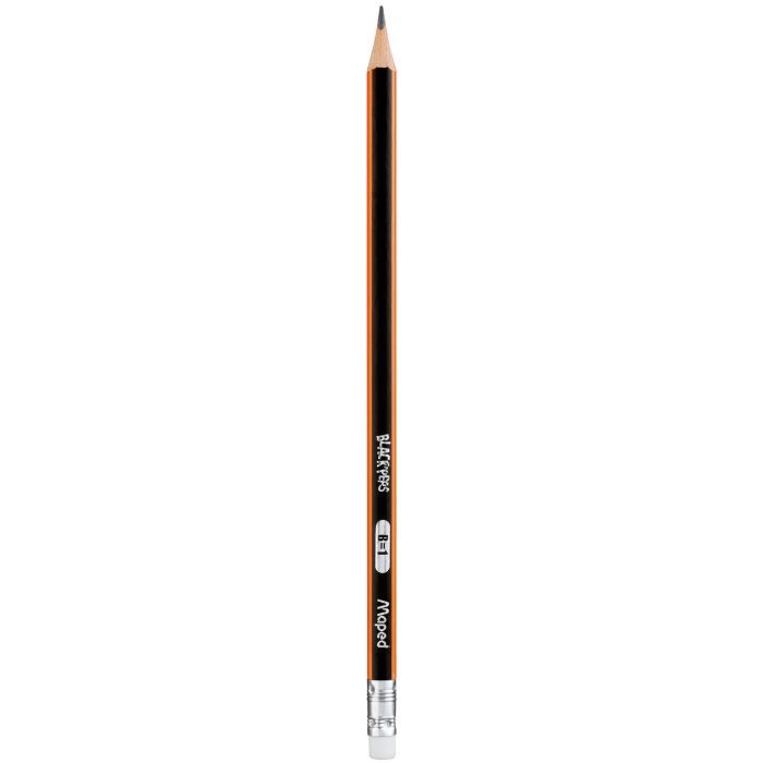 Карандаш графитный Maped BLACK PEPS, 2B, с ластиком (MP.851722)