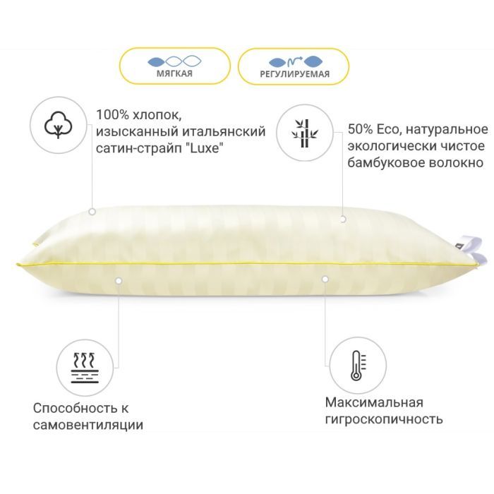 Подушка MirSon бамбуковая Hand Made Carmela 936 низкая 60x60 (2200000557407) изображение 2