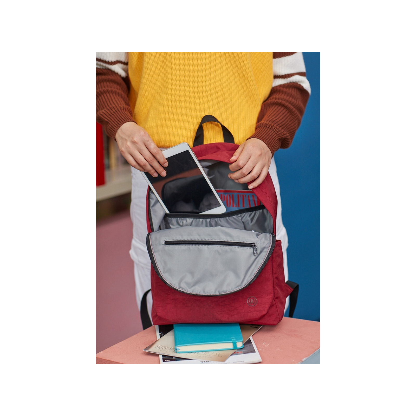 Рюкзак для ноутбука Xiaomi 14" RunMi 90 Points Youth College, 15L, Deep Red (6972125147981) изображение 4