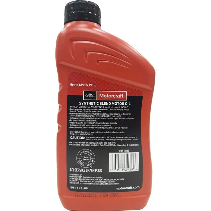 Моторное масло Ford Motorcraft Synthetic Blend 5W-30 946 ml (XO5W30Q1SP) изображение 2