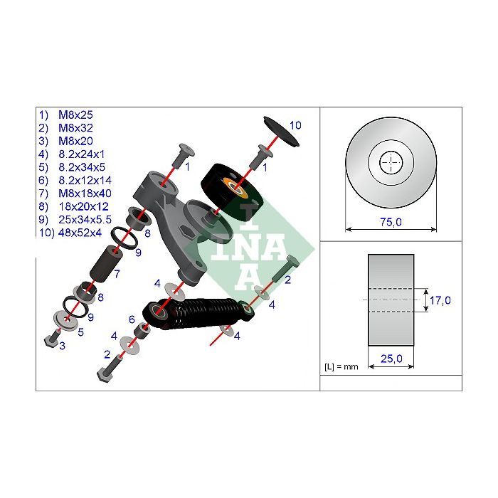 Натягувач ременя з роликом INA 533 0118 10 зображення 2