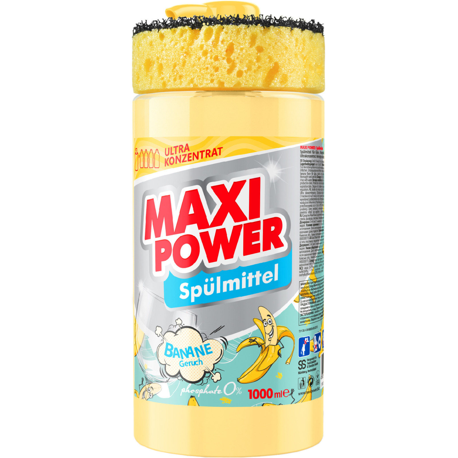 Засіб для ручного миття посуду Maxi Power Банан 1000 мл (4823098408499)