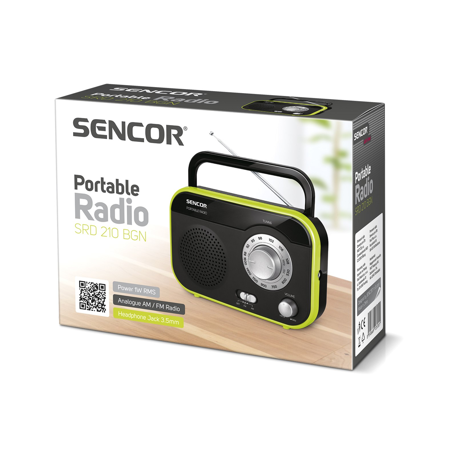 Портативний радіоприймач Sencor SRD 210 Black/Green (35043172) зображення 2