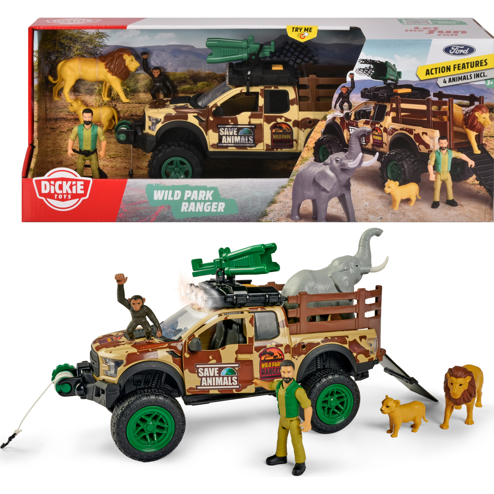 Игровой набор Dickie Toys Парк диких животных с внедорожником 25 см и фигурками (3837016) изображение 4