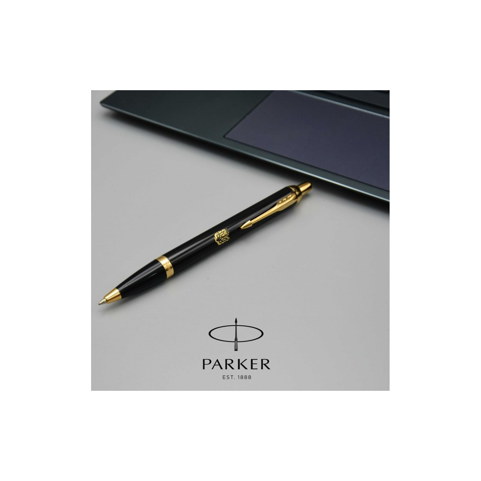 Ручка шариковая Parker IM 17 UKRAINE Black GT BP Огненный Трезубец (22032_T031y) изображение 4