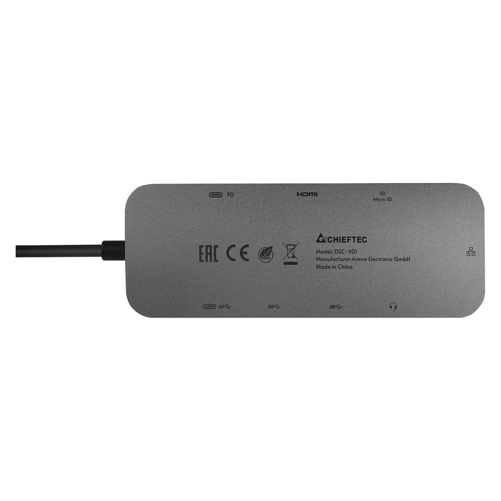 Концентратор Chieftec USB3.2 Type-C to HDMI/USB 3.2x2/RJ45/USB-C/SD/TF/PD 80W/Audio 9-in-1 DSC-901 (DSC-901) изображение 6