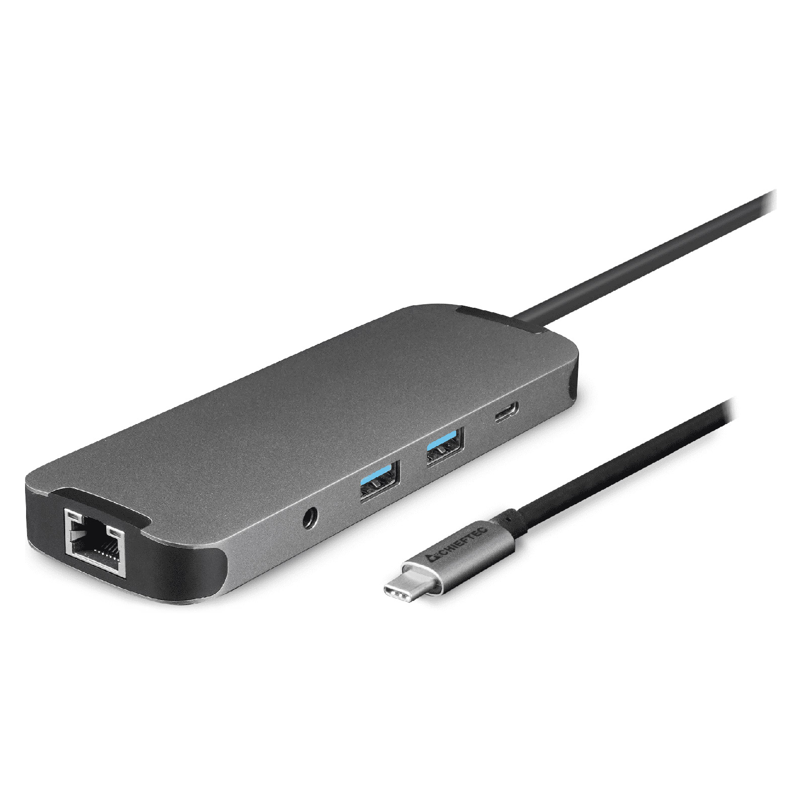 Концентратор Chieftec USB3.2 Type-C to HDMI/USB 3.2x2/RJ45/USB-C/SD/TF/PD 80W/Audio 9-in-1 DSC-901 (DSC-901)
