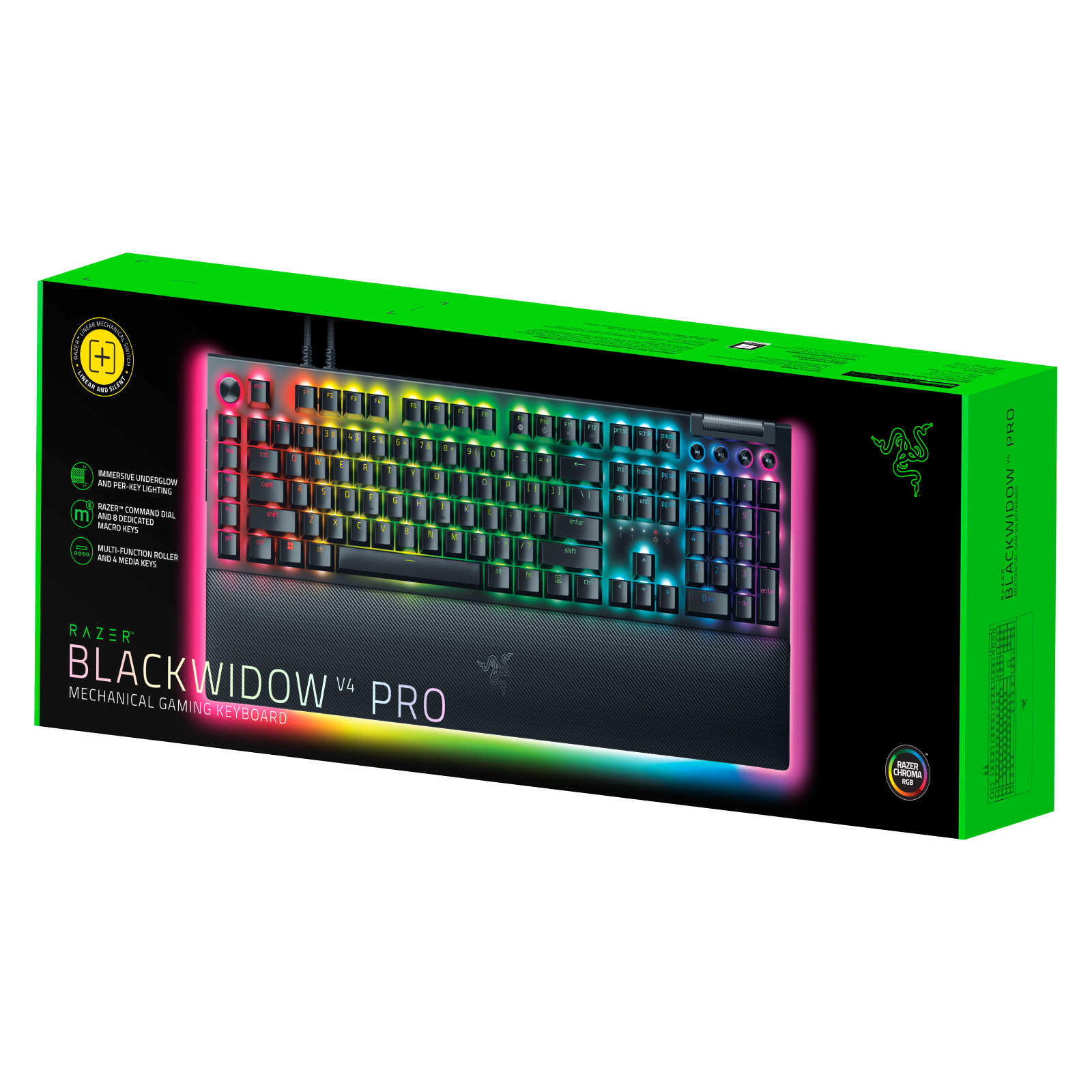 Клавіатура Razer BlackWidow V4 PRO Yellow Switch USB UA Black (RZ03-04681800-R3M1) зображення 7