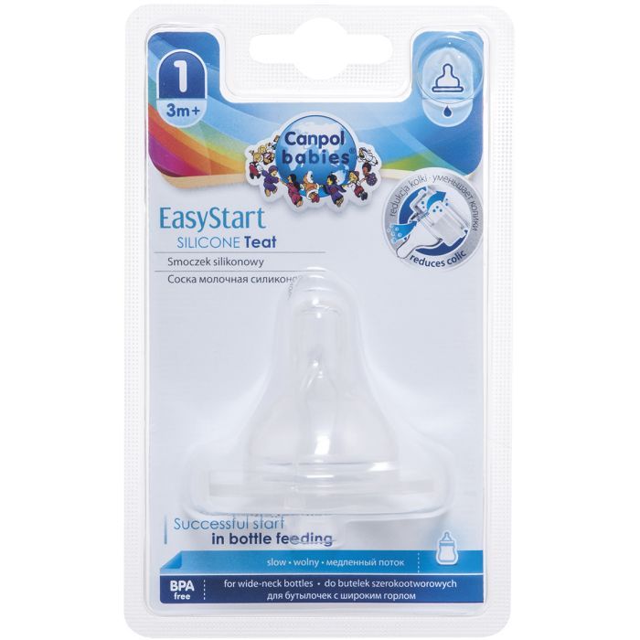 Соска Canpol babies EasyStart силиконовая с широким горлышком, свободна 1 шт. (21/720) изображение 2