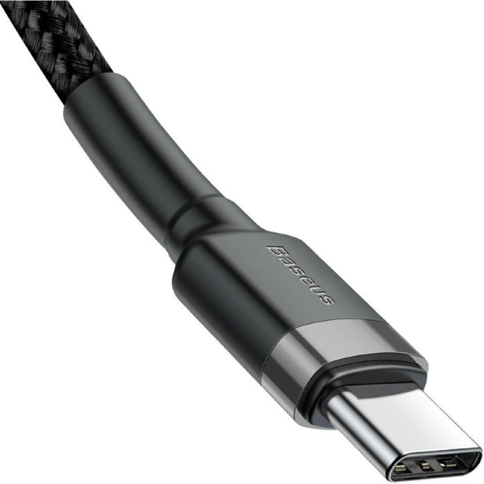 Дата кабель USB-C to USB-C 1.0m 3A 60W Cafule Black Baseus (CATKLF-GG1) изображение 3