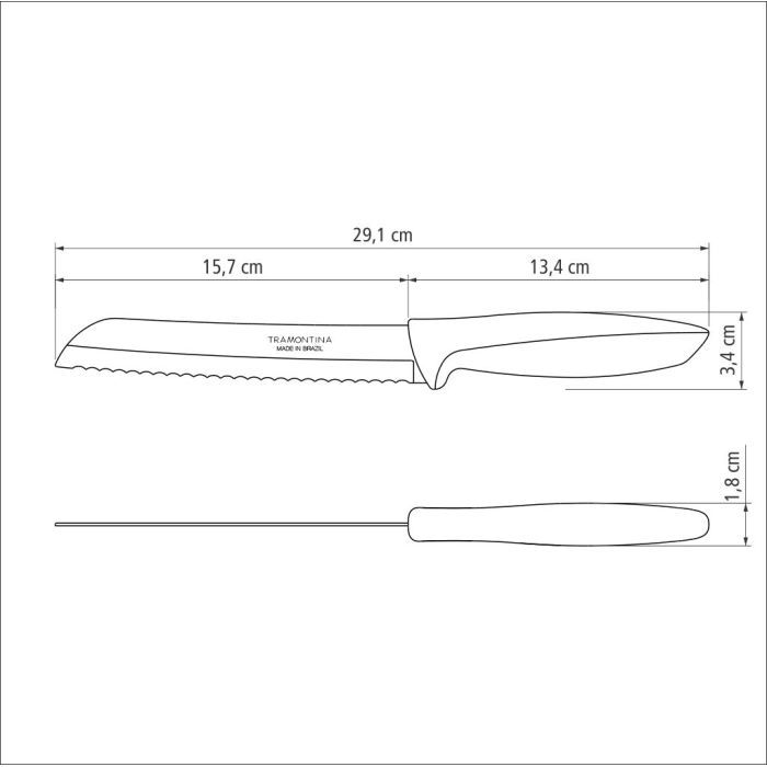 Кухонний ніж Tramontina Plenus Light Grey Bread 178 мм (23422/137) зображення 3