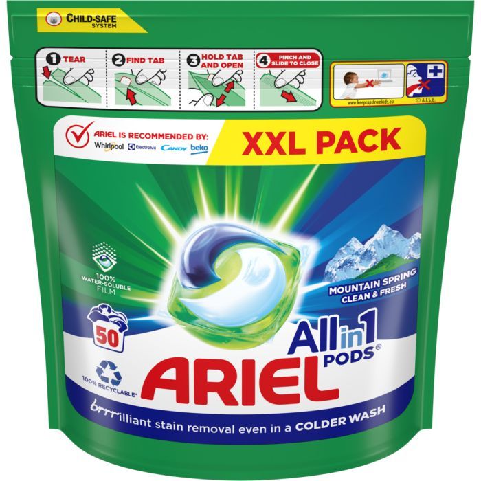 Капсулы для стирки Ariel Pods Все-в-1 Горный родник 44 шт. (8001090337108) изображение 2