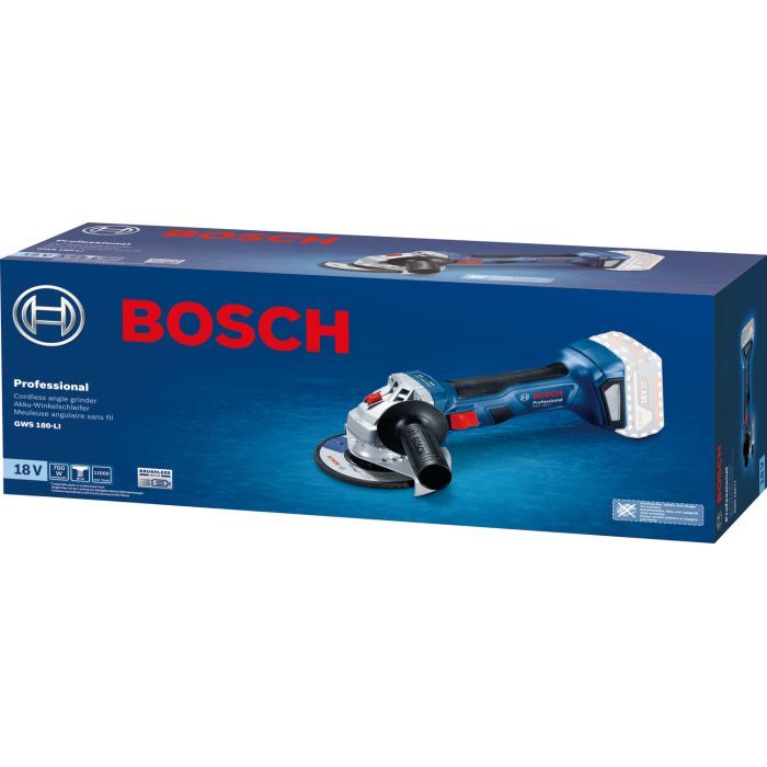 Шліфувальна машина Bosch GWS 180-LI, акум., 18В, 125мм, М14, 1,6кг (без АКБ та ЗП) (0.601.9H9.020) зображення 2