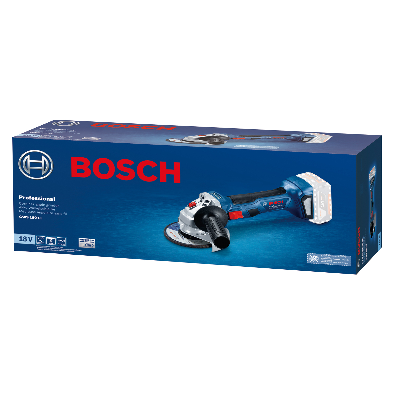 Шліфувальна машина Bosch GWS 180-LI, акум., 18В, 125мм, М14, 1,6кг (без АКБ та ЗП) (0.601.9H9.020) зображення 2