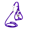 Шлей для собак WAUDOG Glamour с поводком круглая Д 6 мм А 26-46 см В 30-50 см фиолетовая (34019)